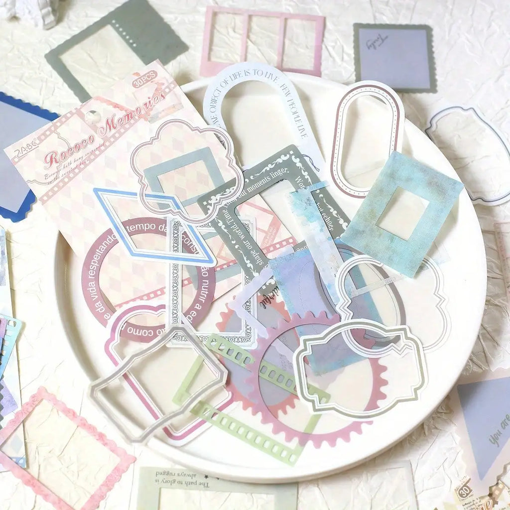 30pcs Transparent PET Frame Stickers | Scrapbooking and Journaling Decorative Supplies
