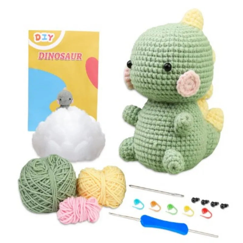 KRABALL Crochet Animal Kit for Beginners With Video Tutorial Cotton Knitting Yarn Thread Needles Hook Knit Tool Set DIY Craft