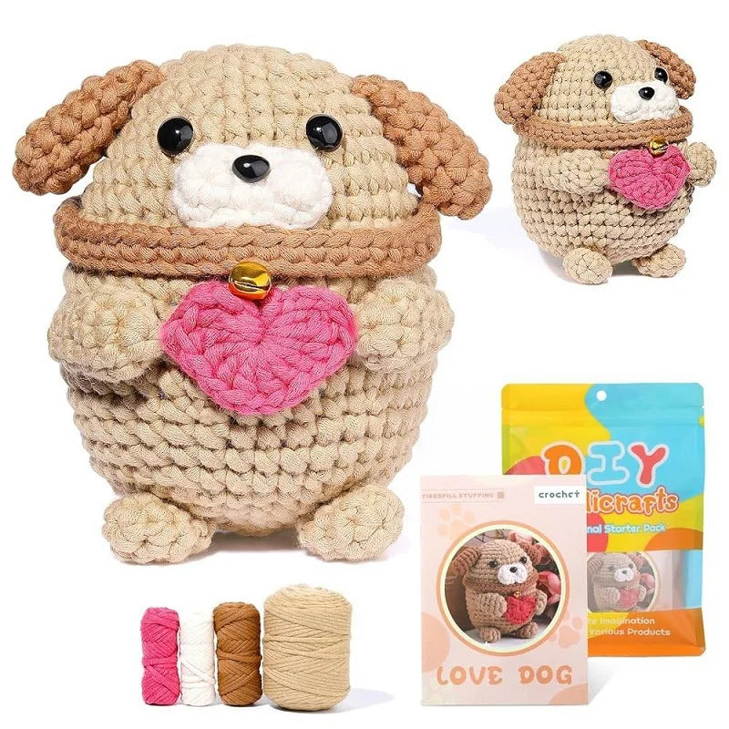 KRABALL Crochet Animal Kit for Beginners With Video Tutorial Cotton Knitting Yarn Thread Needles Hook Knit Tool Set DIY Craft