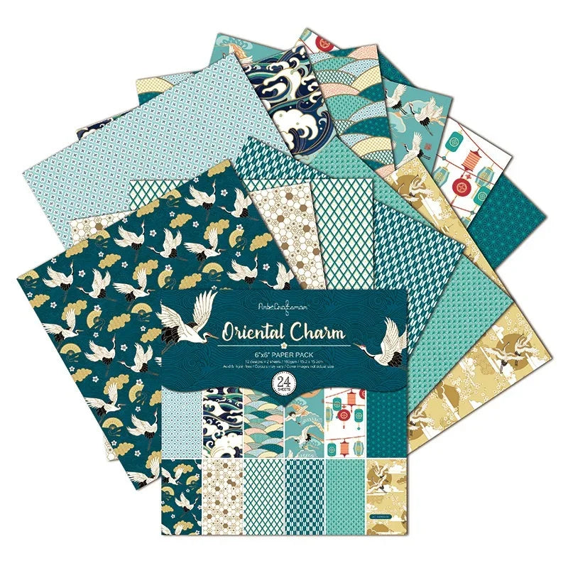 12-Sheet Crane Craft Paper Pads | Origami & Scrapbooking Background Paper Set