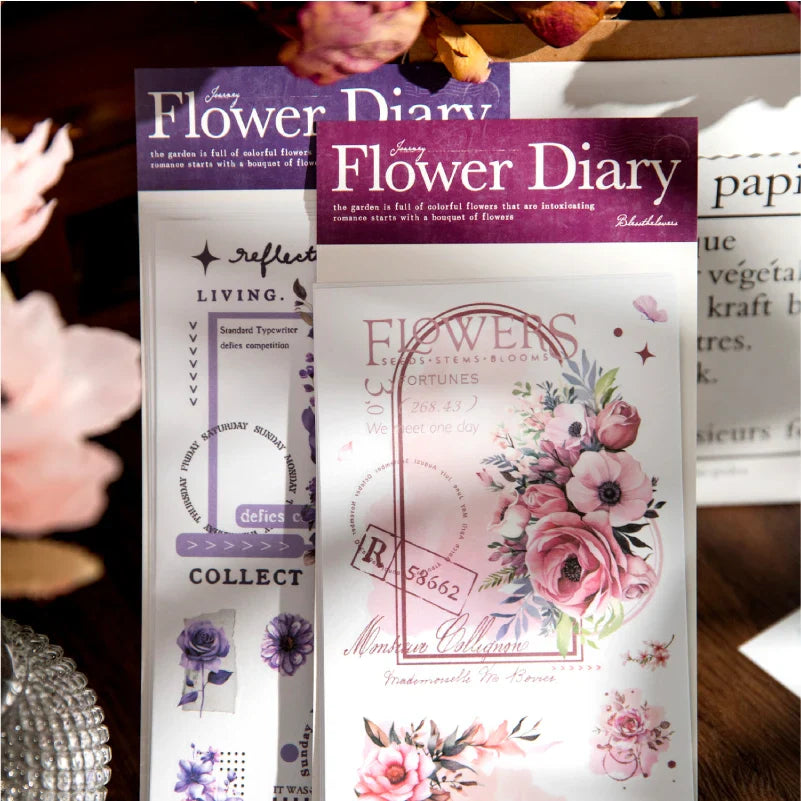 Journal GO 6pcs Vintage Flower Stickers | Fresh Plant Collage for Scrapbooking
