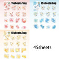 45pcs Floral Foil Stamping Stickers | DIY Scrapbook Decor