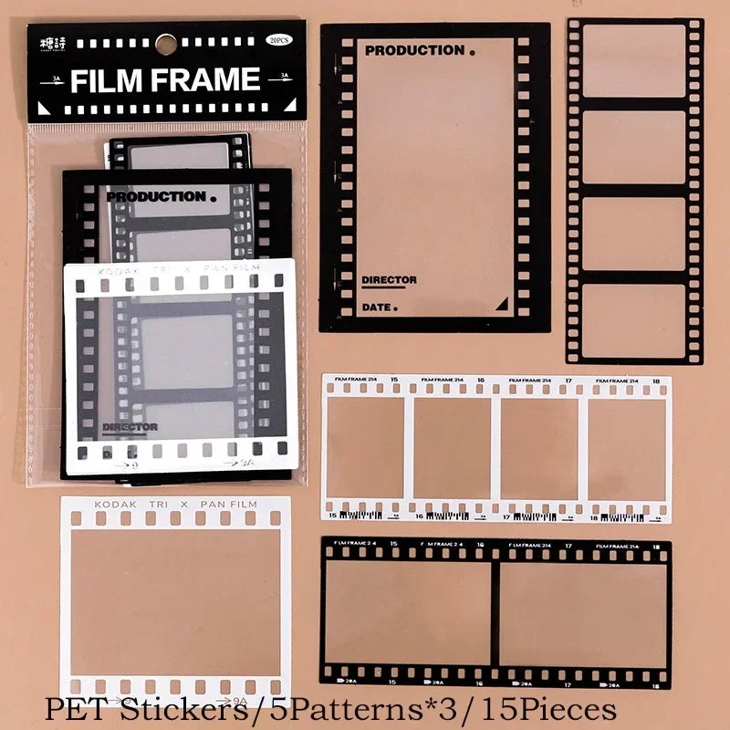 Journamm 15pcs Transparent PET Frame Stickers for Junk Journal | Vintage Scrapbooking Collage