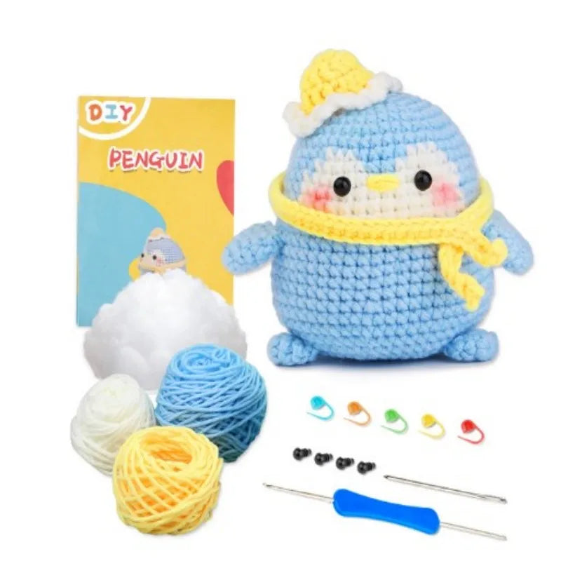 KRABALL Crochet Animal Kit for Beginners With Video Tutorial Cotton Knitting Yarn Thread Needles Hook Knit Tool Set DIY Craft