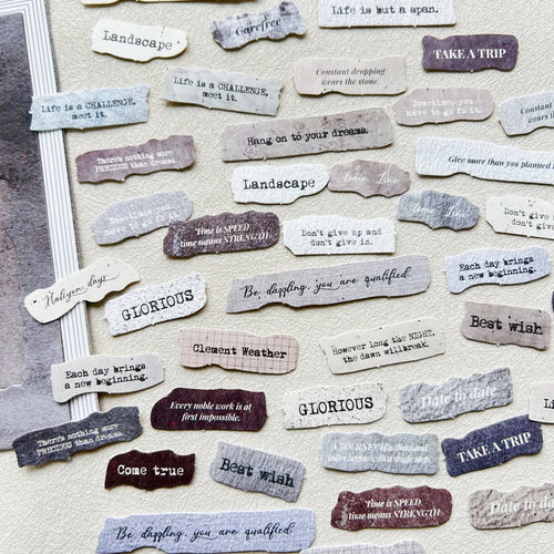 50 Pcs English Label Sticker Package | Junk Journal Scrapbook Embellishment Kit