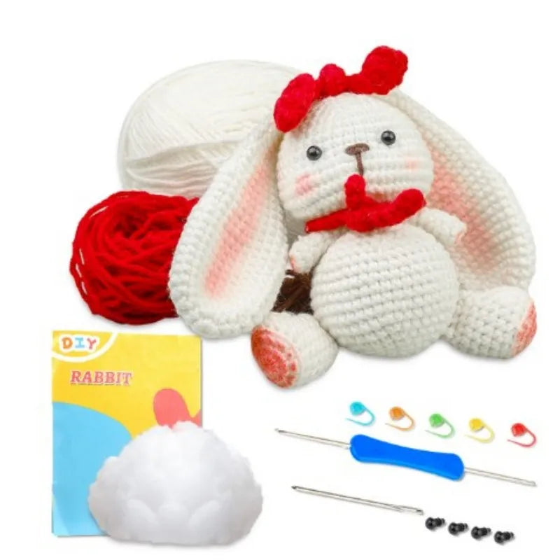 KRABALL Crochet Animal Kit for Beginners With Video Tutorial Cotton Knitting Yarn Thread Needles Hook Knit Tool Set DIY Craft
