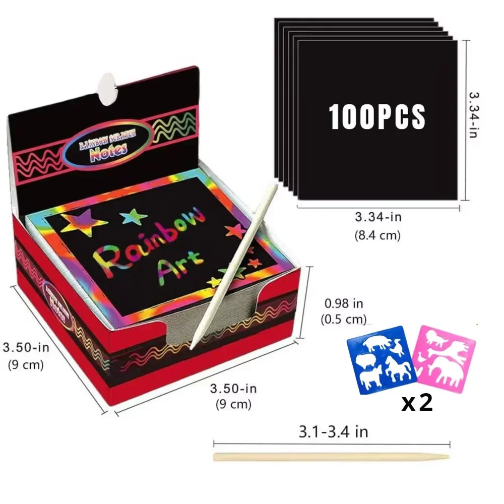 Rainbow Reveal Craft Kit for Kids | Wooden Stylus Scratch Art Set