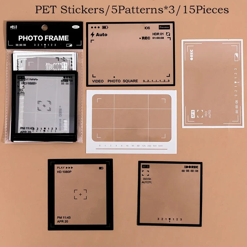 Journamm 15pcs Transparent PET Frame Stickers for Junk Journal | Vintage Scrapbooking Collage