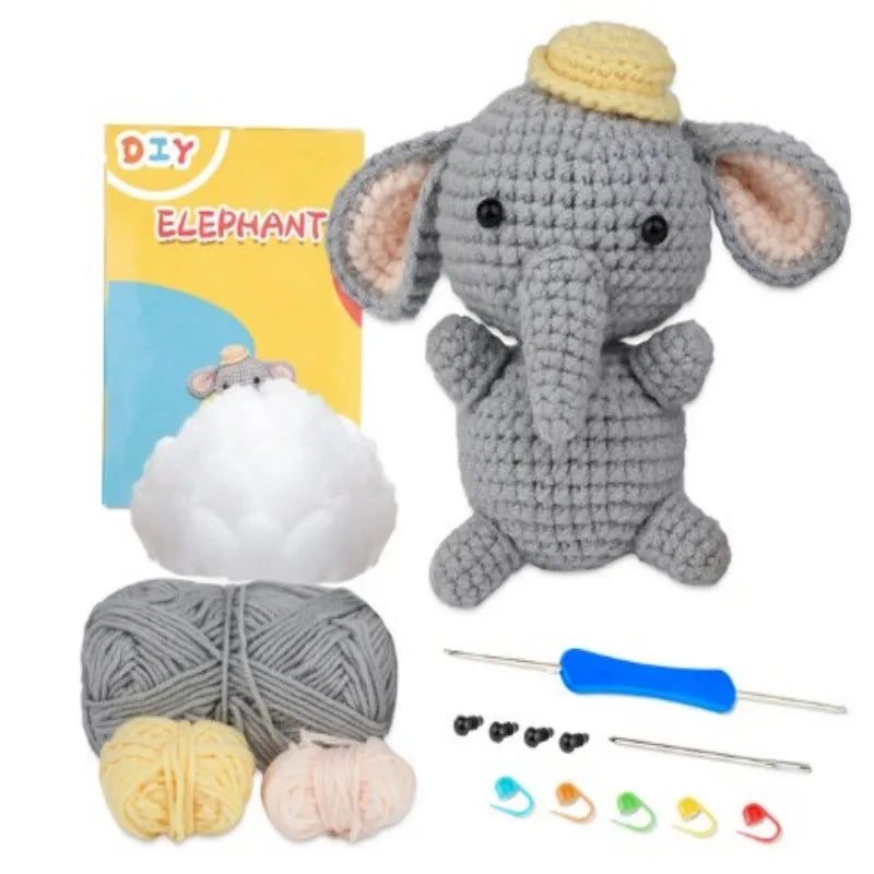 KRABALL Crochet Animal Kit for Beginners With Video Tutorial Cotton Knitting Yarn Thread Needles Hook Knit Tool Set DIY Craft
