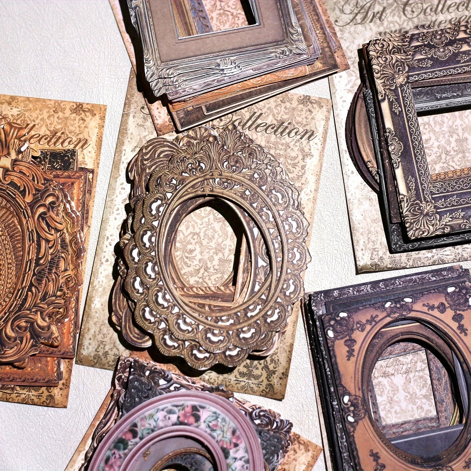 Vintage Frame Scrapbook Paper Set | 30pcs Junk Journal DIY Collage Material