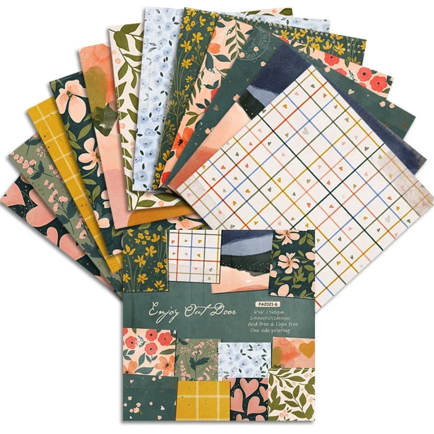 24 Sheets Craft Paper Pads | Origami Scrapbooking Background Paper