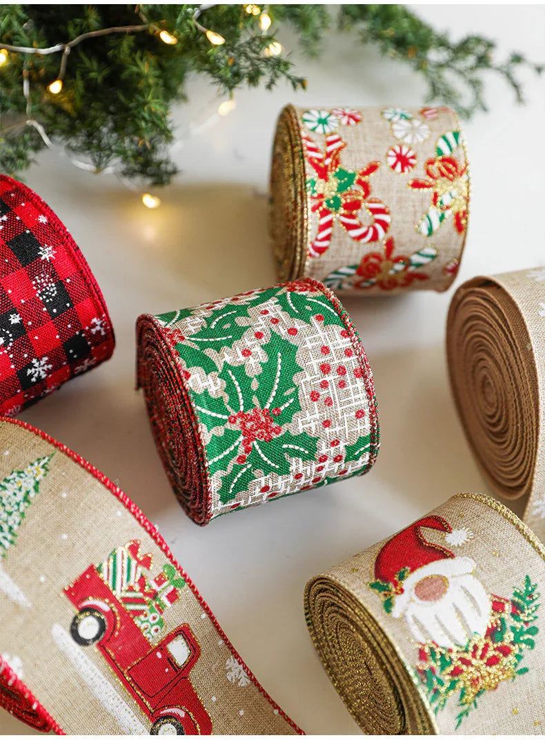 Burlap Christmas Ribbons with Wired Edge for Crafts