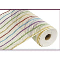 10" Cotton Poly Deco Mesh Ribbon: White/Multi (10 Yards)