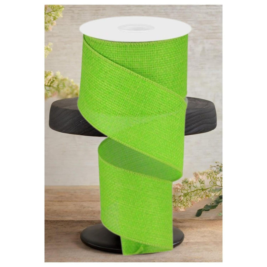 2.5" Royal Faux Burlap Ribbon: Lime Green (10 Yards)