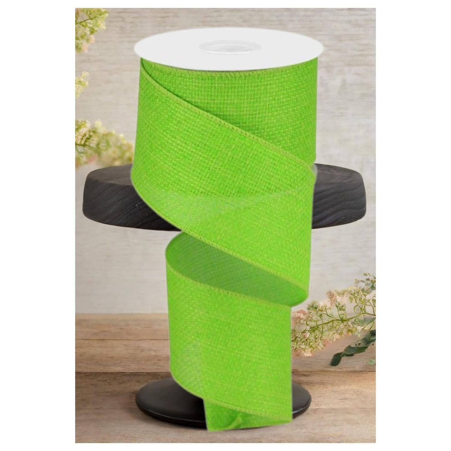 2.5" Royal Faux Burlap Ribbon: Lime Green (10 Yards)