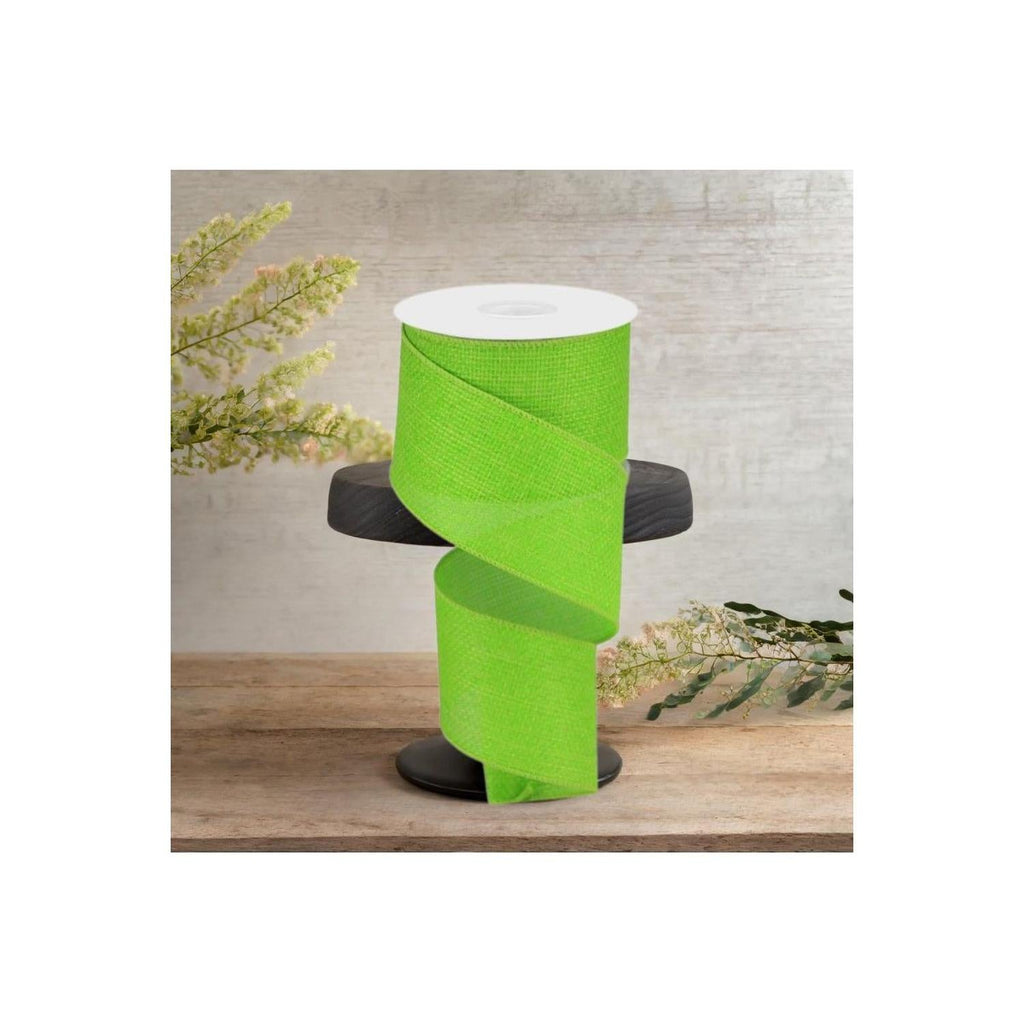 2.5" Royal Faux Burlap Ribbon: Lime Green (10 Yards)