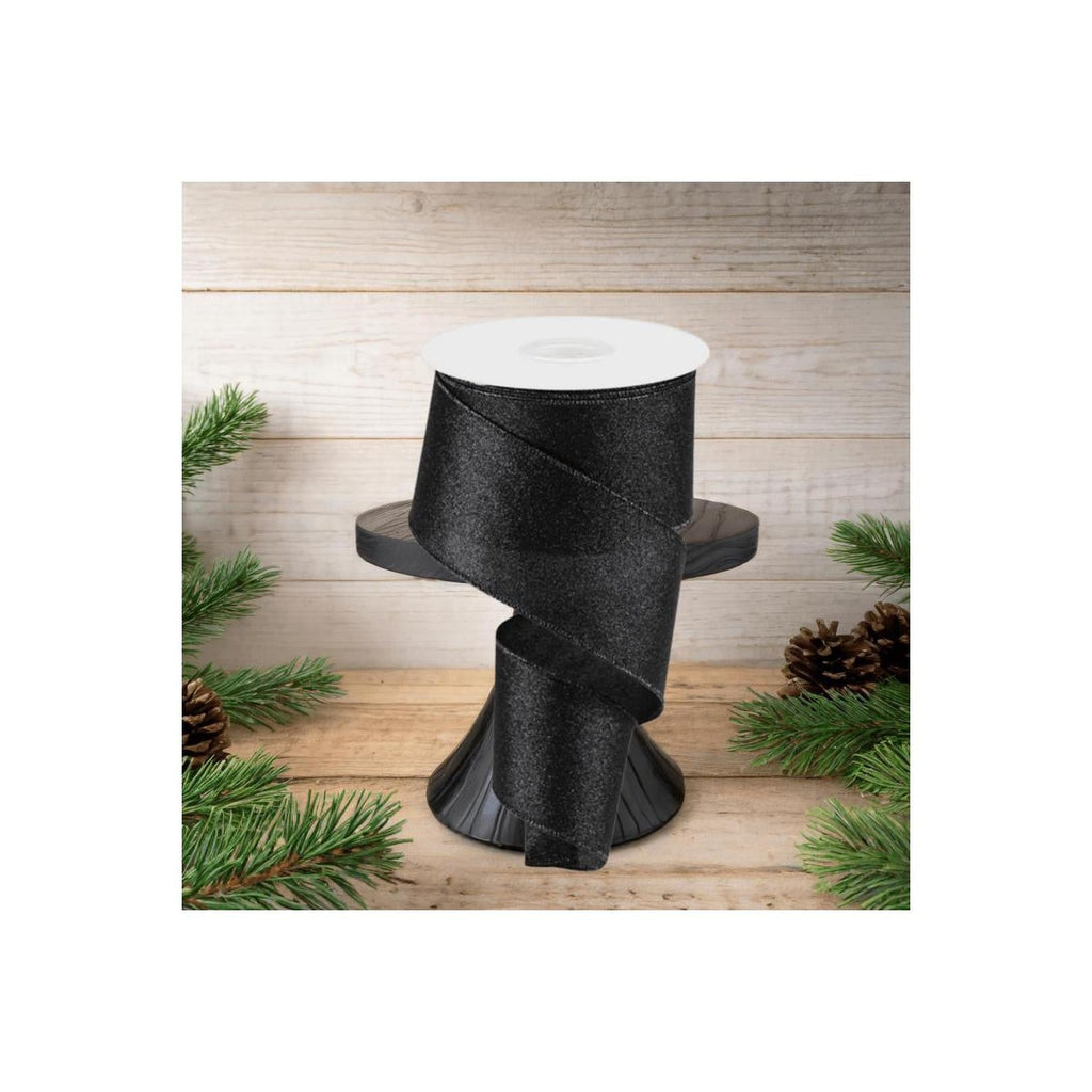 2.5" Shimmer Glitter Ribbon: Black (10 Yards)