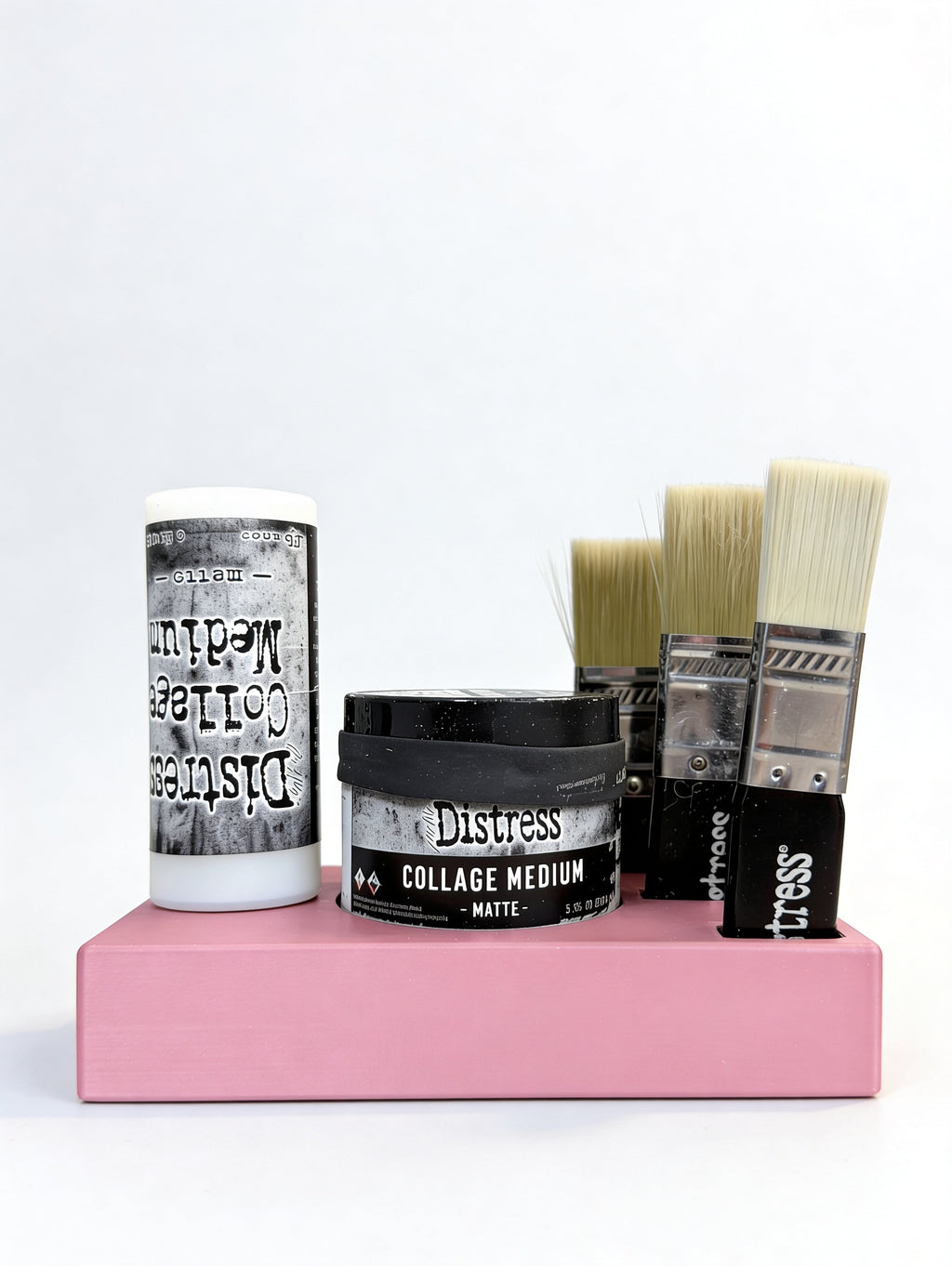Mixed Media Adhesive Stand for Tim Holtz Distress Collage Medium, Glue and Brushes