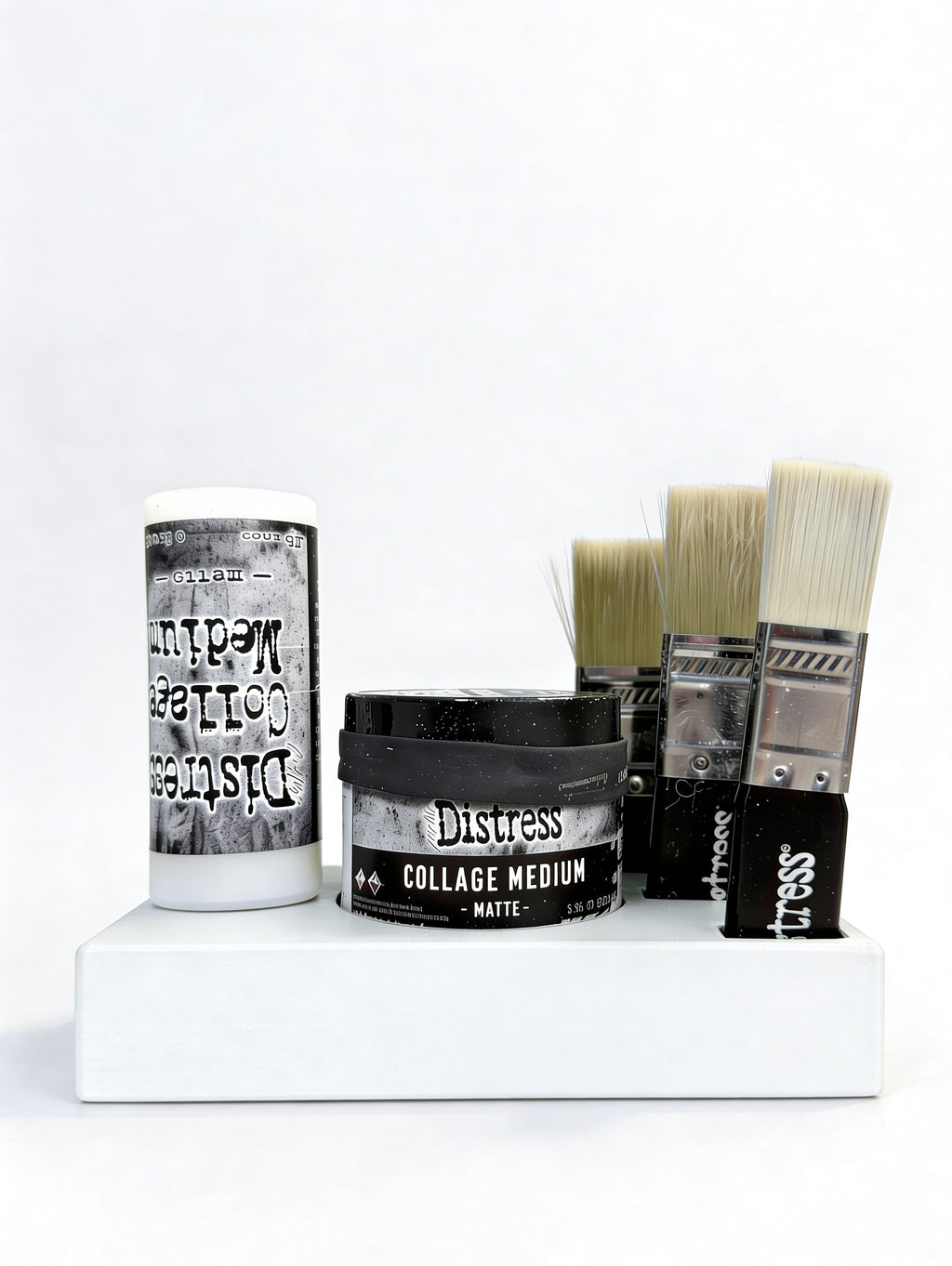 Mixed Media Adhesive Stand for Tim Holtz Distress Collage Medium, Glue and Brushes
