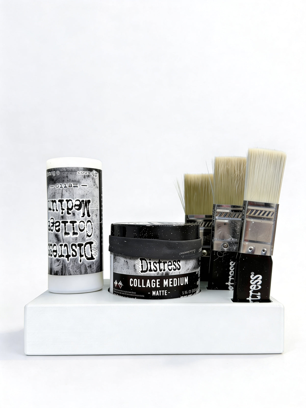 Mixed Media Adhesive Stand for Tim Holtz Distress Collage Medium, Glue and Brushes