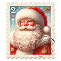 Santa Claus Postage Stamps Fabric Panel 5