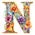 Alphabet Flowers Fabric Panel 10