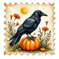 Halloween Postage Stamps Fabric Panel 10