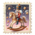 Nutcracker Postage Stamps Fabric Panel 14