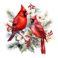 Cardinals on Flowers Fabric Panel 6