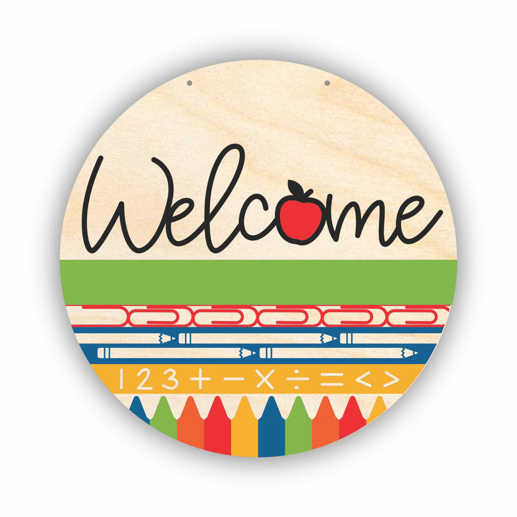 Unfinished Wood Welcome School Door Sign Kit | Wood Craft Cutouts | 1/4" Thick |