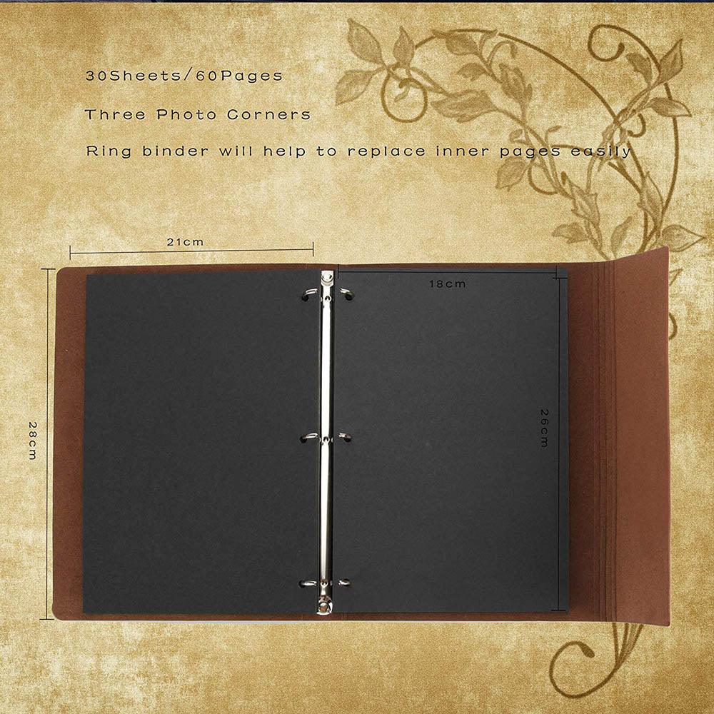 Vintage Leather Scrapbook Photo Album Picture Album DIY Scrapbooking Self Adhesive Memory Guest Book Wedding Family Book Gifts For Friends And Coin Collectors